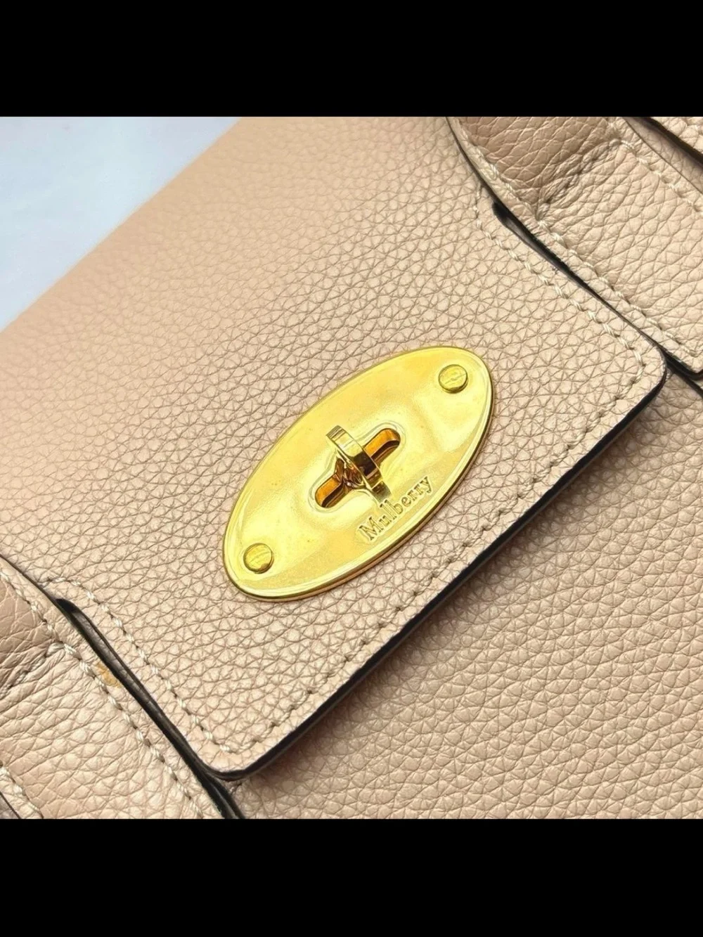 Mulberry Pale Pink Pebbled Leather Satchel with Gold Hardware
